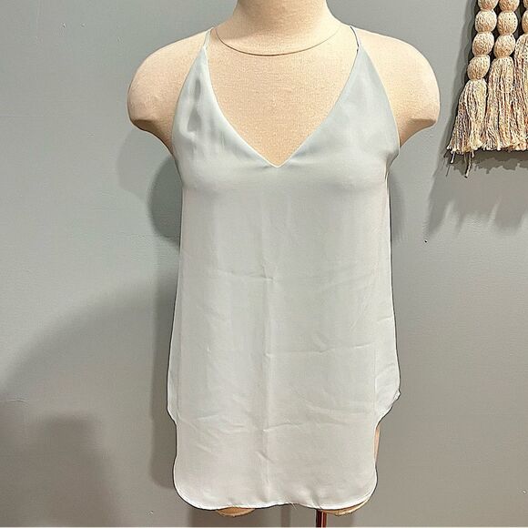 Ann Taylor Loft Light Blue Chiffon V-Neck Racerback Layering Tank Top Size Small - Picture 2 of 9